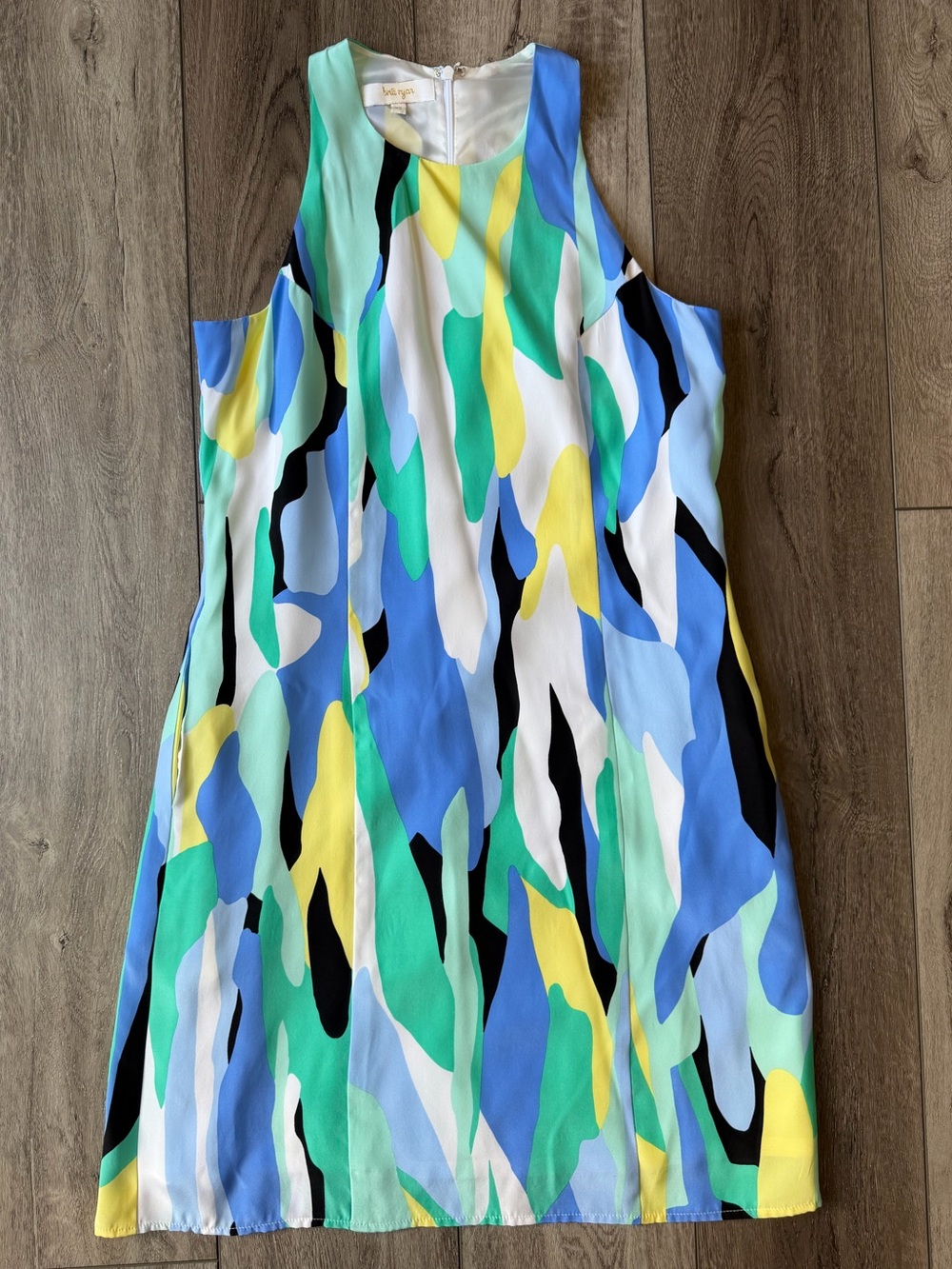 Britt Ryan-Multicolor 100% Silk Abstract Print Sleeveless Mini Dress- Vacation!